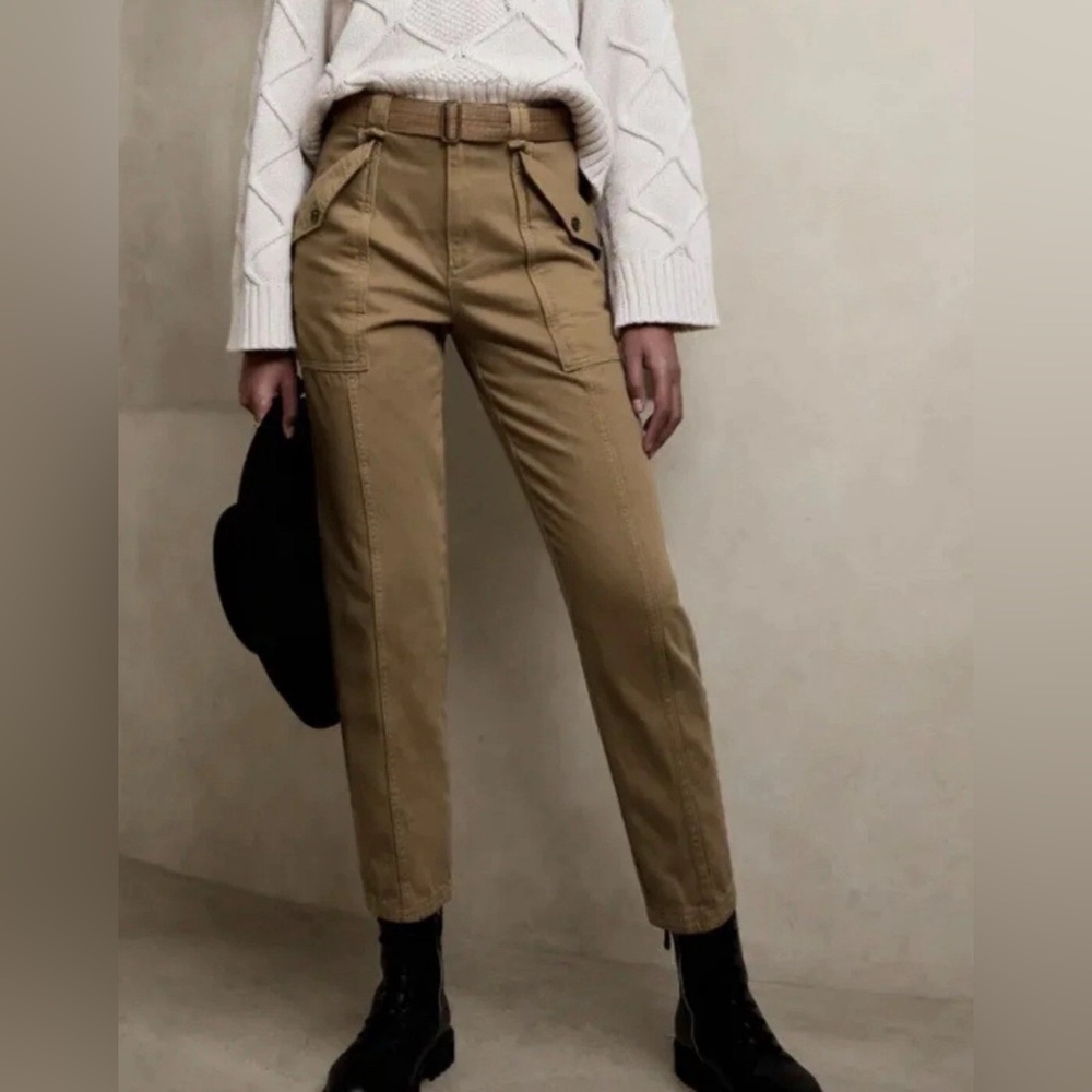 Banana Republic Women’s Tapered Utility Pants Size 10 Belted High-Rise